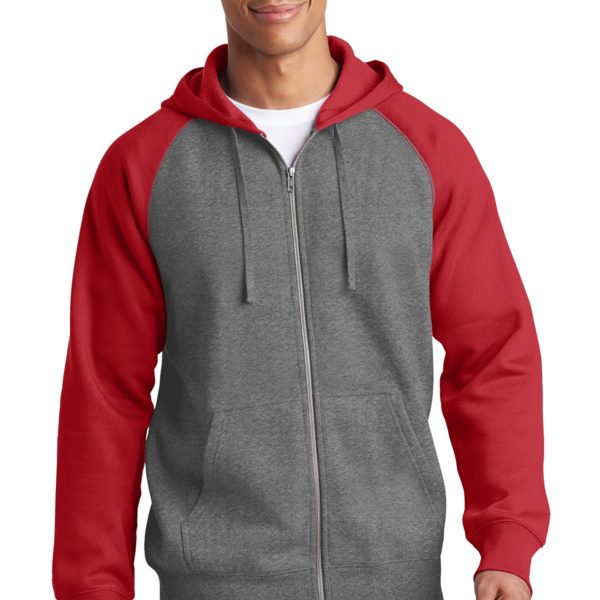 Raglan Colorblock Full Zip Hooded Fleece Jacket Thumbnail