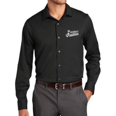 Button Down Long Sleeve-Digital Print-White Lettering-City Stretch Shirt Thumbnail