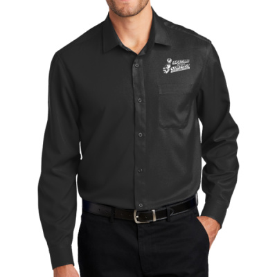 Button Down Long Sleeve-Digital Print-White Lettering-Long Sleeve Performance Staff Shirt Thumbnail