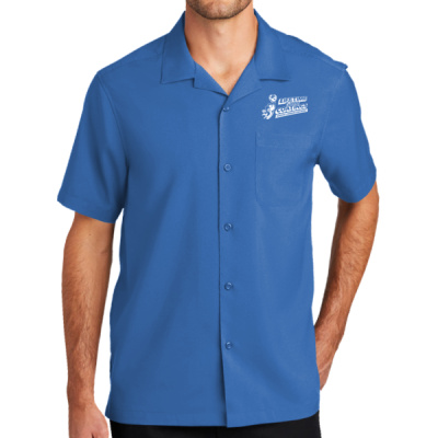 Button Down-Digital Print-White Lettering-Short Sleeve Performance Staff Shirt Thumbnail