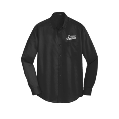 Button Down Long Sleeve-Digital Print-White Lettering-SuperPro Twill Shirt Thumbnail