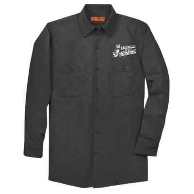 Button Down Long Sleeve-Digital Print-White Lettering-Long Size, Long Sleeve Industrial Work Shirt Thumbnail