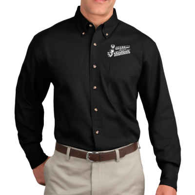 Button Down Long Sleeve-Digital Print-White Lettering-Long Sleeve Twill Shirt Thumbnail