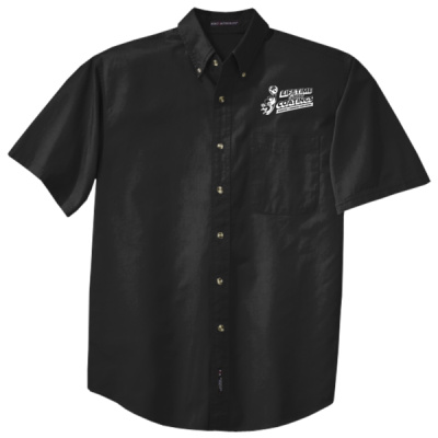 Button Down-Digital Print-White Lettering-Short Sleeve Twill Shirt Thumbnail