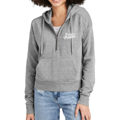 Hoodie Half Zip-Digital Print-White Lettering-Women's Perfect Tri ® Fleece 1/2 Zip Pullover Thumbnail