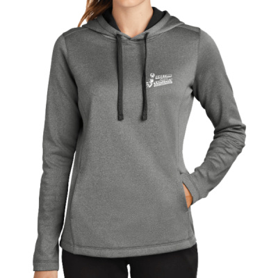 Hoodie-Digital Print-White Lettering-Ladies PosiCharge ® Sport Wick ® Heather Fleece Hooded Pullover Thumbnail