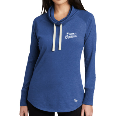 Long Sleeve Tee-Digital Print-White Lettering-Ladies Sueded Cotton Blend Cowl Tee Thumbnail