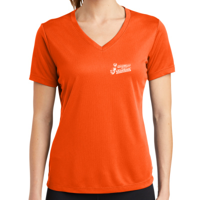 Tee-Digital Print-White Lettering-Ladies PosiCharge ® RacerMesh ® V Neck Tee Thumbnail