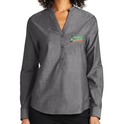Button Down Long Sleeve-Digital Print-Full Color- - Ladies Long Sleeve Chambray Easy Care Shirt Thumbnail