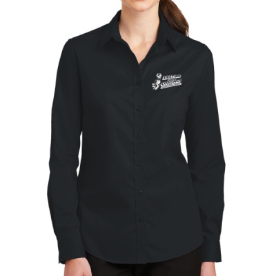 Button Down Long Sleeve-Digital Print-White Lettering- - Ladies SuperPro Twill Shirt Thumbnail