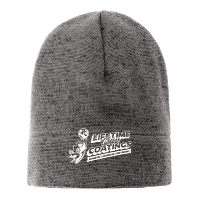 Hat-Digital Print-White Lettering - Heathered Knit Beanie Thumbnail